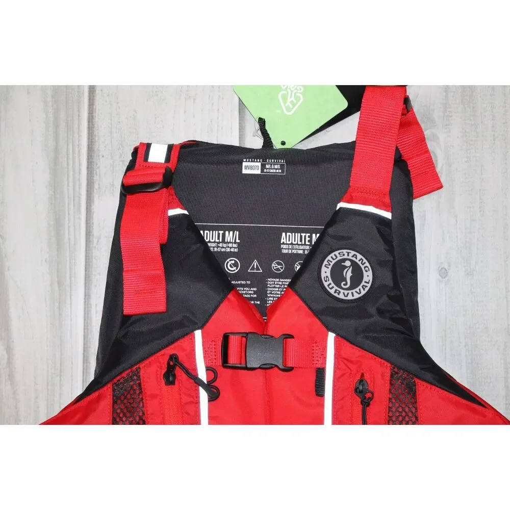 NEW Mustang Survival MS Solaris High Back Adult Kayak PFD Red Life Vest M/L